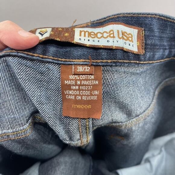 Mecca USA Jeans Mens 38x30 Blue Denim Relaxed Fit Hip Hop Streetwear Embroidered - Picture 3 of 16